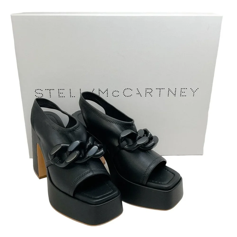 Stella McCartney Black Skyla Stretch Platform Sandals - Picture 6 of 7
